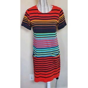 Andrea Jovine Striped Shift Short Dress Shortsleeve Prima Cotton Sz M summer